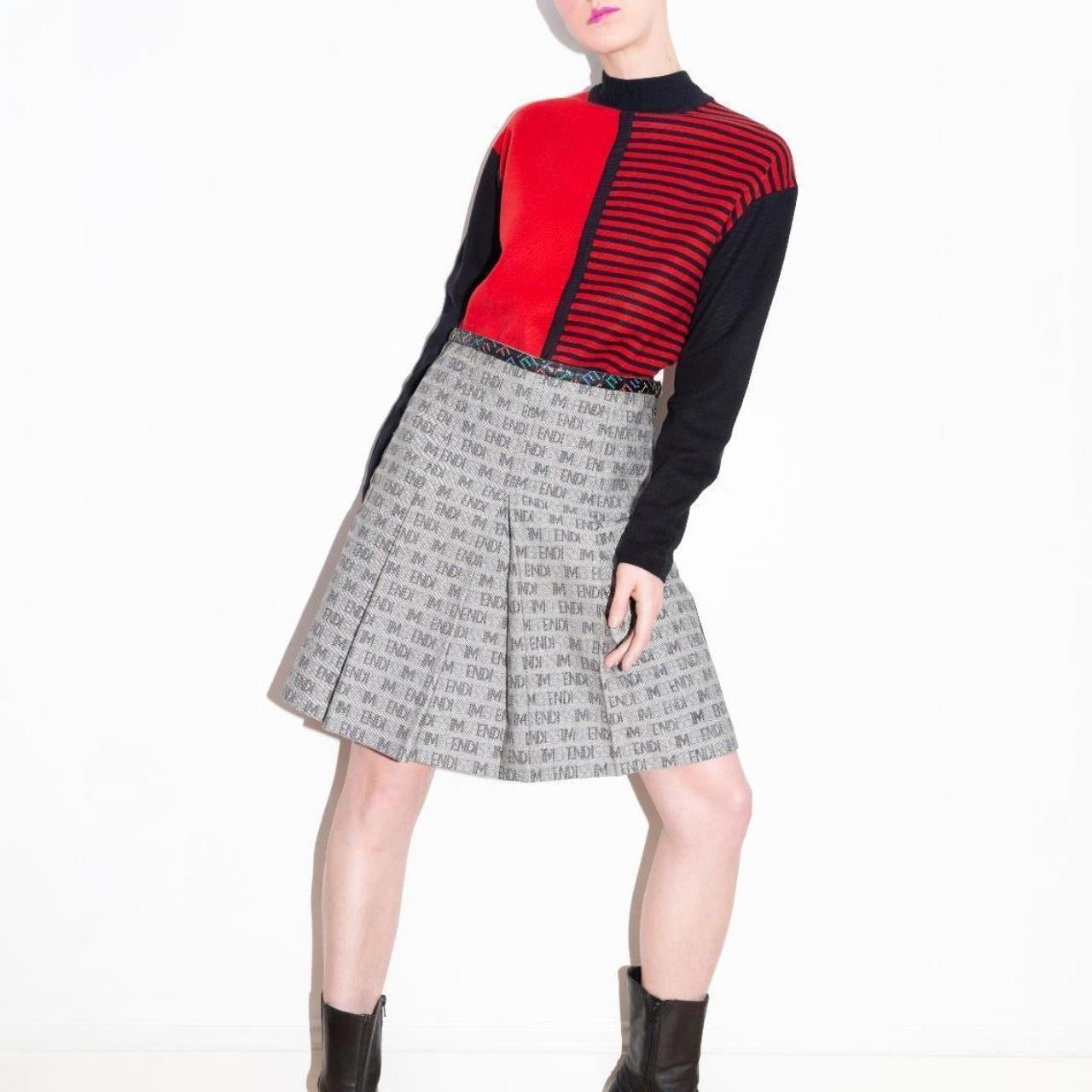 Vintage 90s Gray Pleated Fendissime Skirt