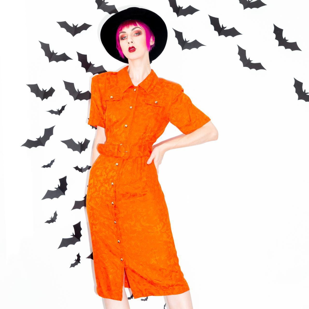vintage 80s Pumpkin Orange Dress