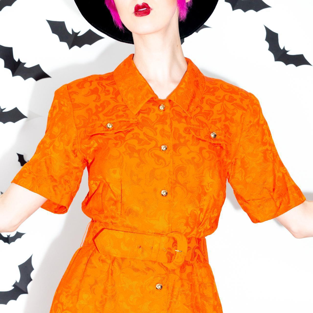 vintage 80s Pumpkin Orange Dress