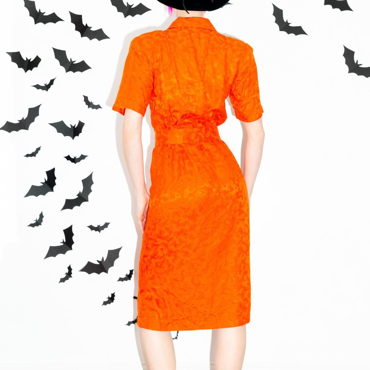vintage 80s Pumpkin Orange Dress