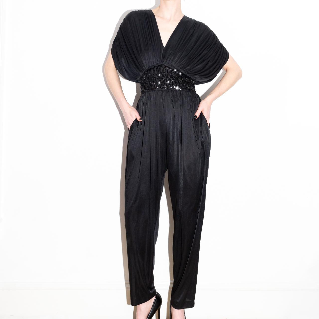 vintage 80s black party jumpsuit