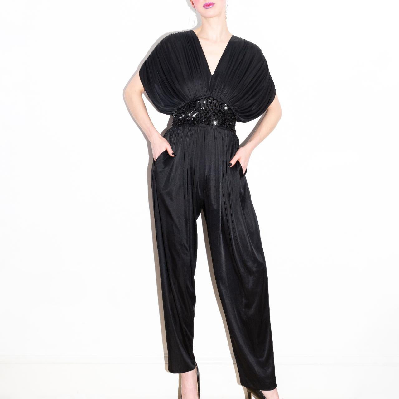 vintage 80s black party jumpsuit