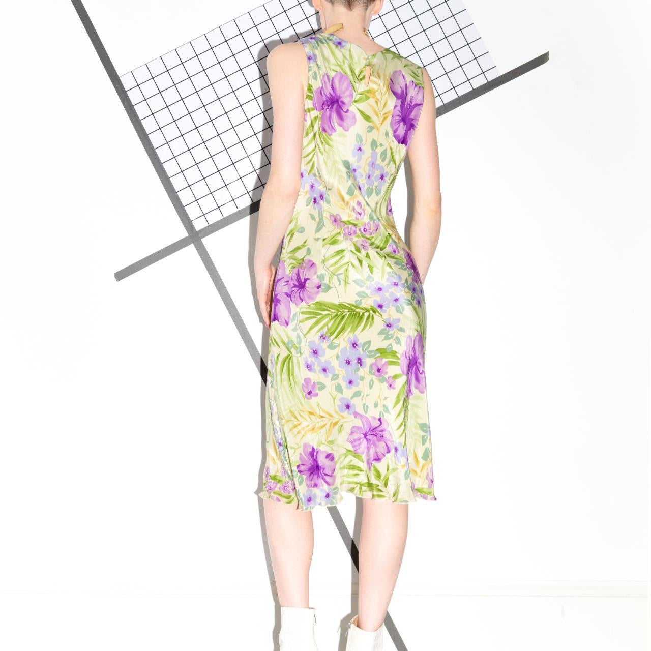 Vintage 90s Hawaiian Print Flutter Dress