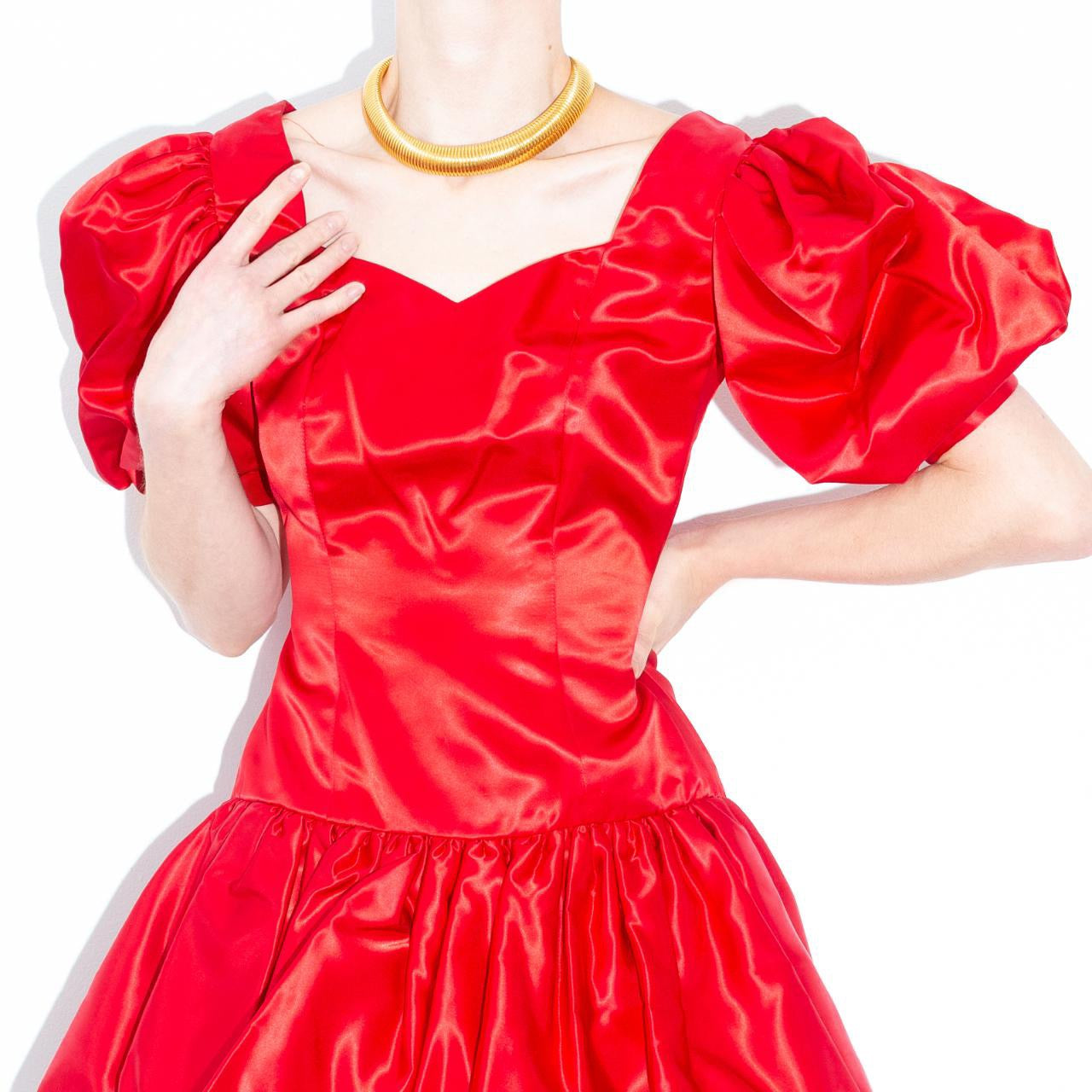 Vintage 90s Poison Candy Apple Red Tiered Ruffle Party Dress