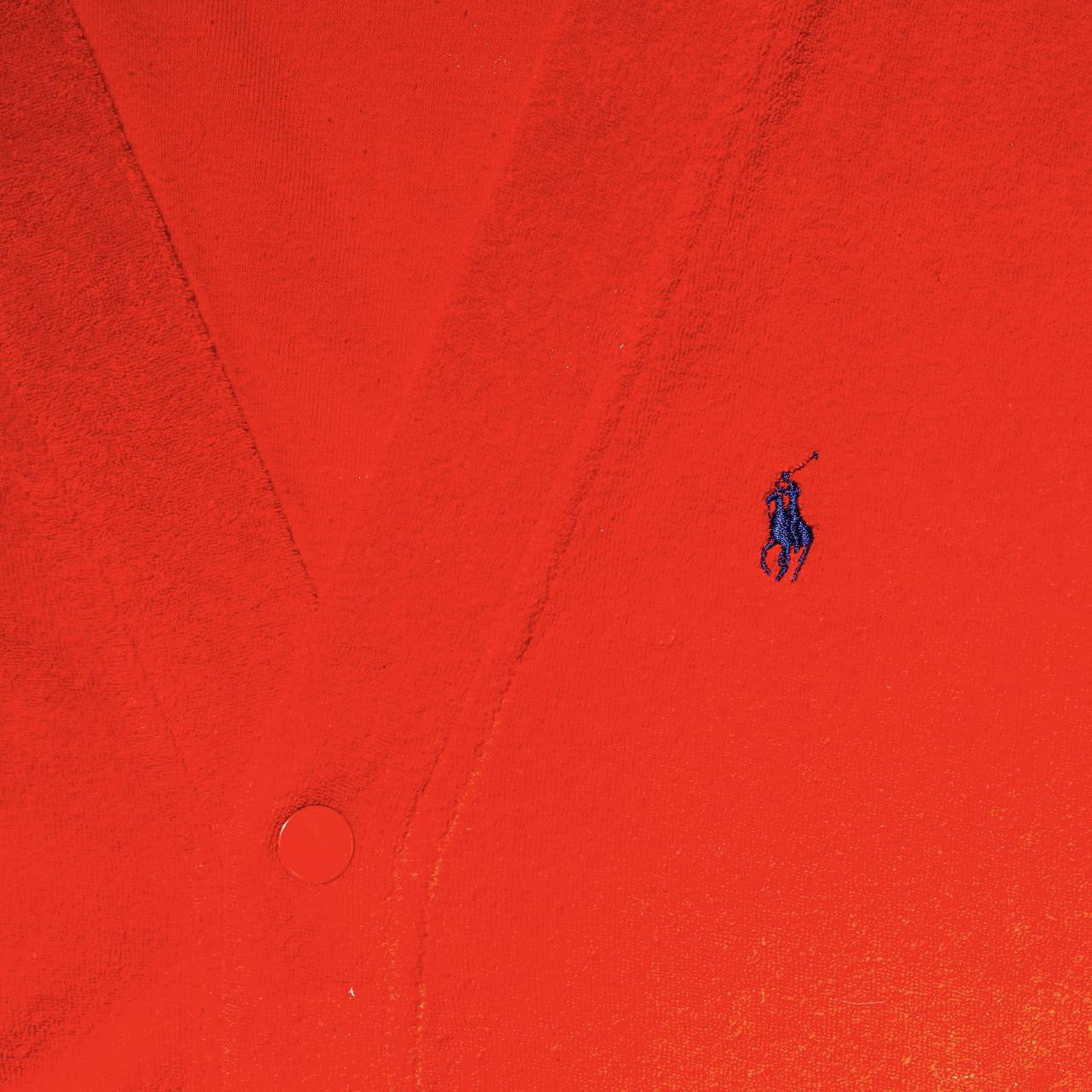 Vintage 80s Red Terrycloth Ralph Lauren Cardigan