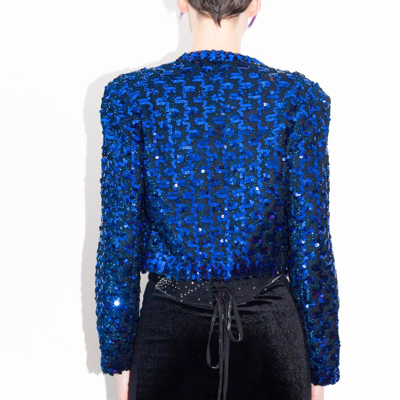 Vintage 70s Royal Blue Sequin Jacket