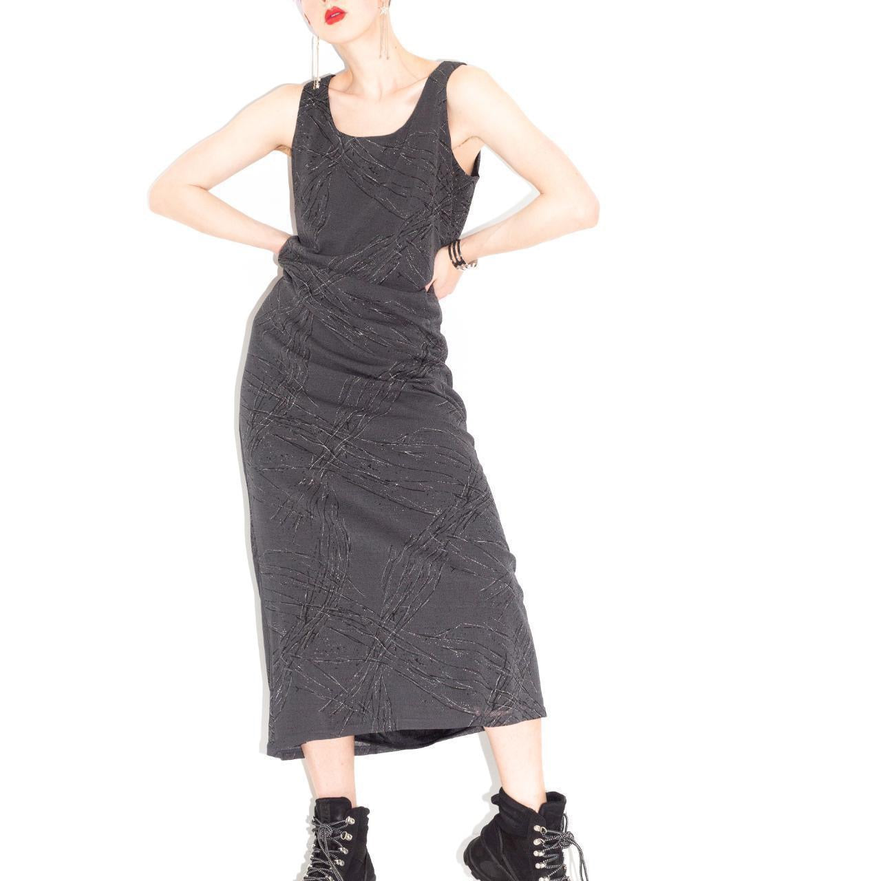 Vintage 90s Gray Grunge Maxi Dress Voyage de Lune Vintage 90s Gray Grunge Maxi Dress Voyage de Lune