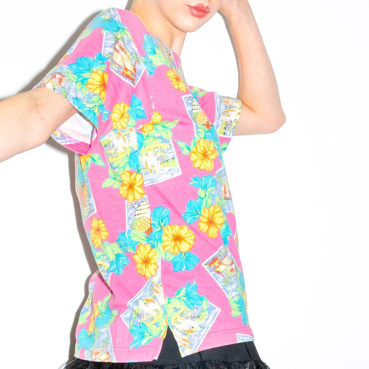 Vintage 90s Pink Hawaiian Shirt