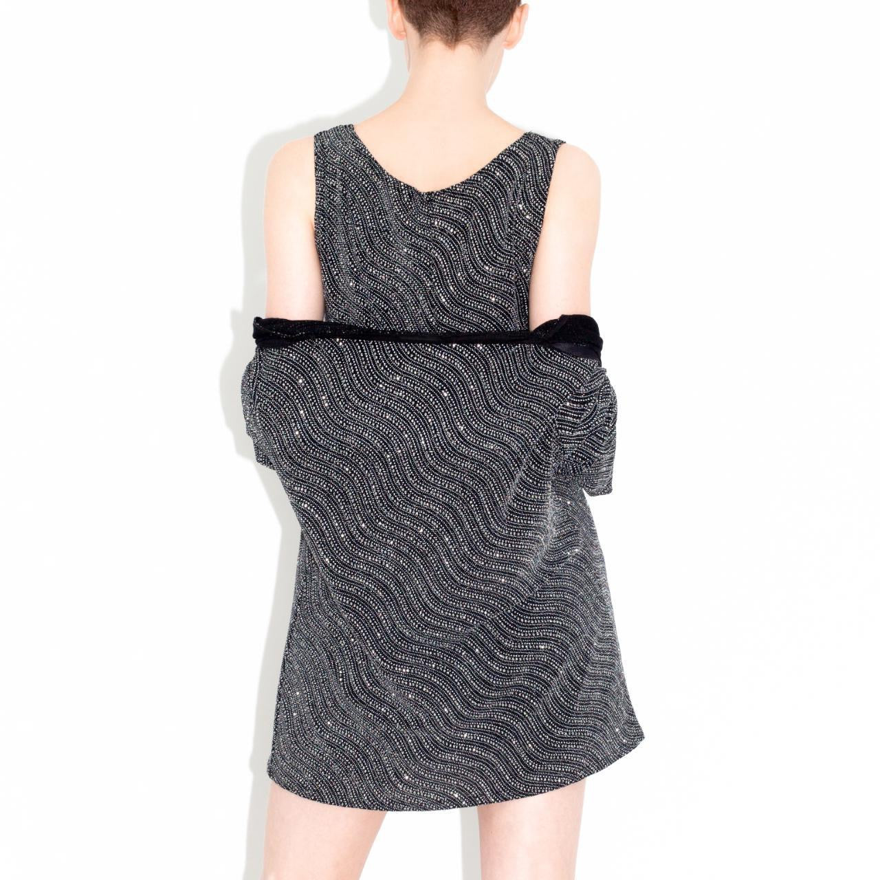 Vintage 90s Black with Silver Glitter Disco Set