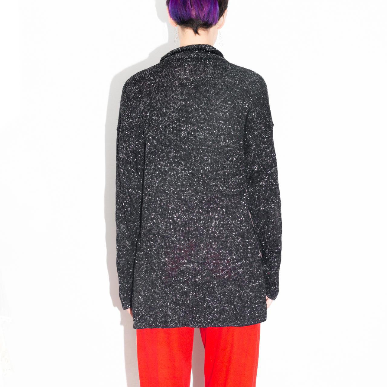 Vintage 80s Black and Metallic Silver Sweater