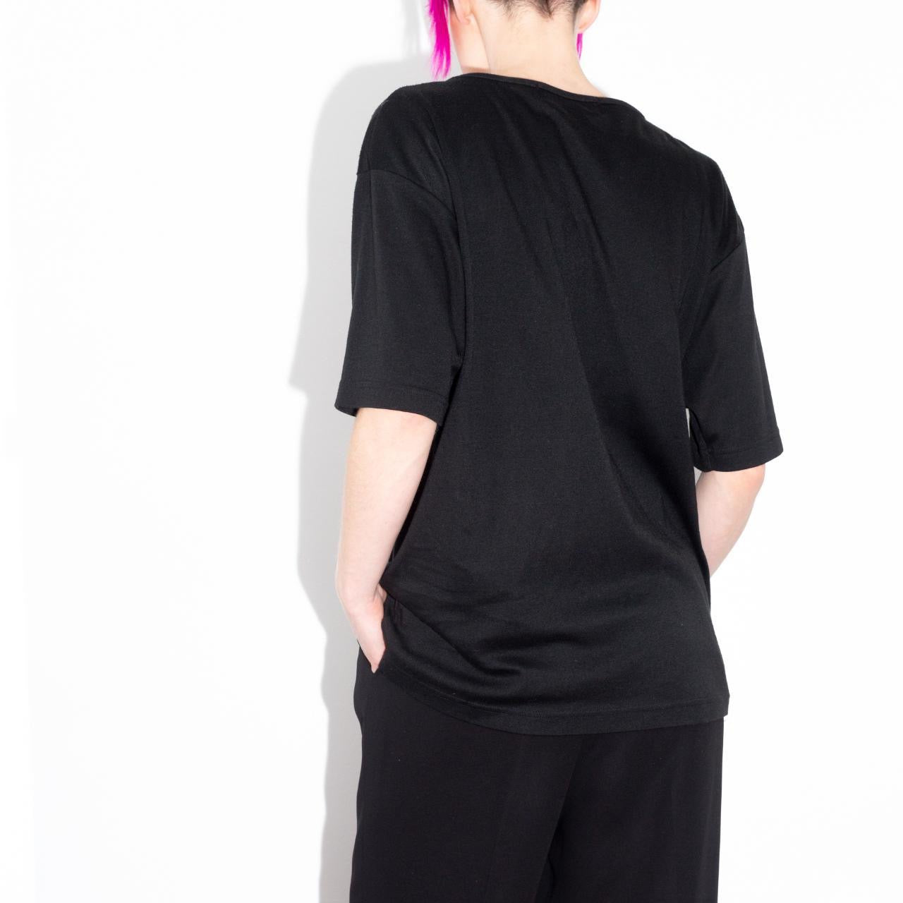 Vintage 90s Black Tshirt with Abstract Beading