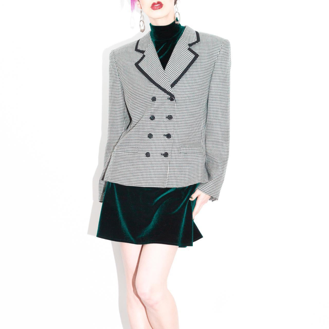 Vintage 90s Black and White Houndstooth Blazer