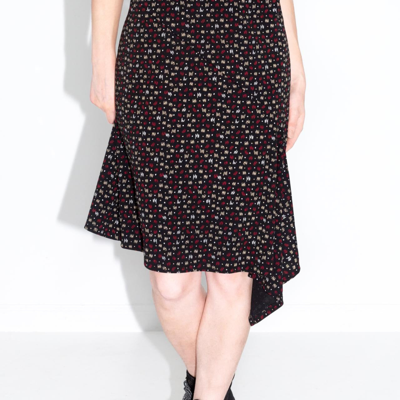 Vintage 90s Black/Red/White Squiggle Print Dress