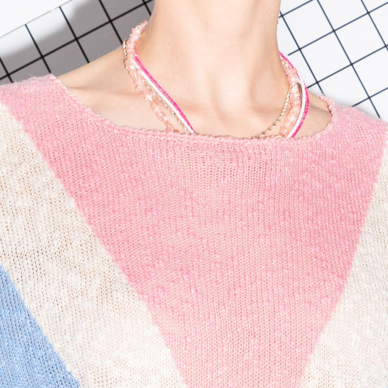 Vintage 70s Boucle Knit Pastel Top