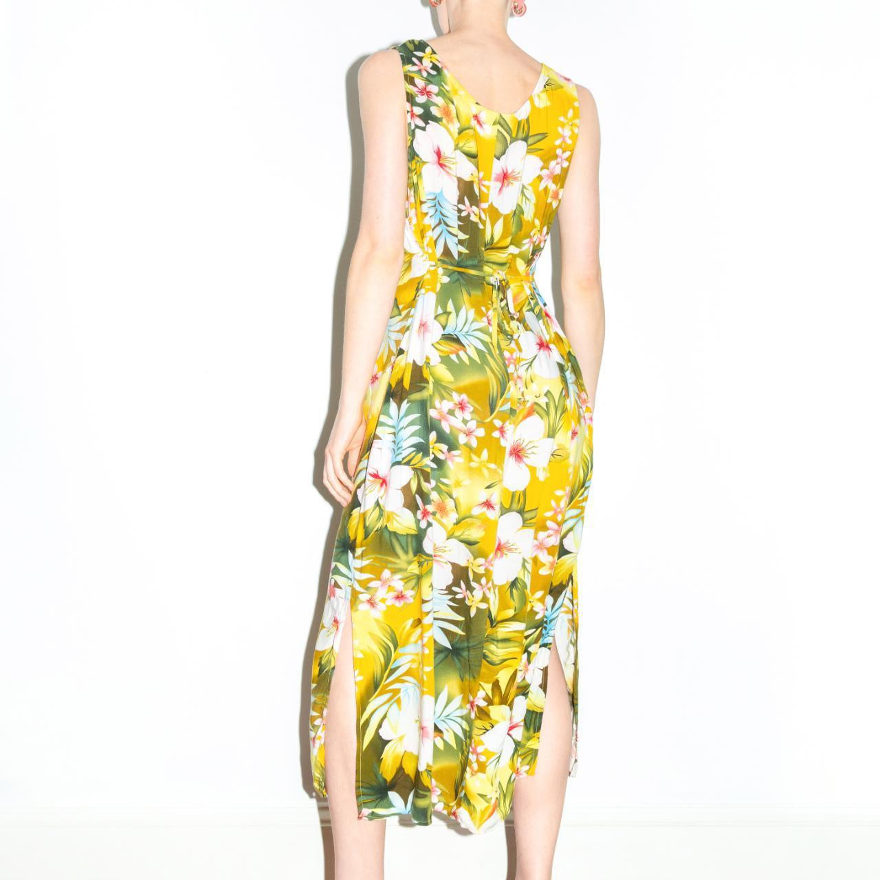 Vintage 90s Yellow Hawaiian Dress