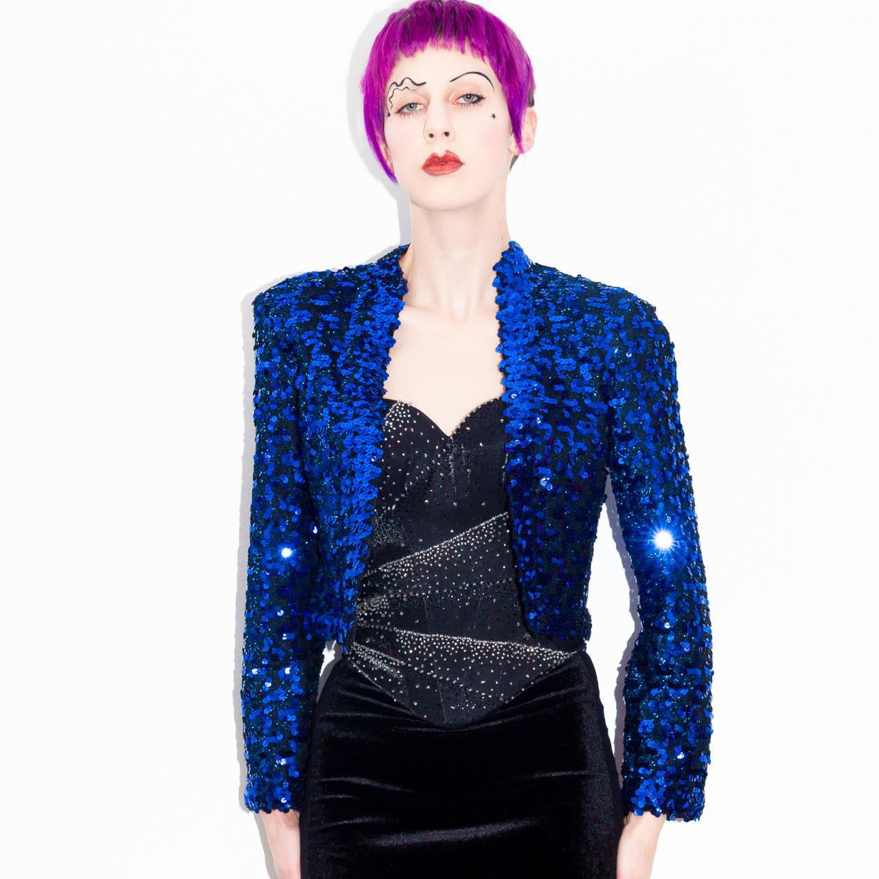 Vintage 70s Royal Blue Sequin Jacket