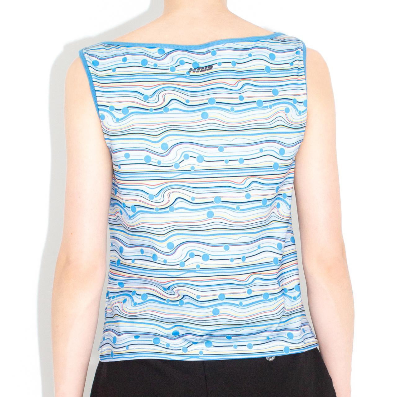 Y2K Blue Abstract Print Sleeveless Top