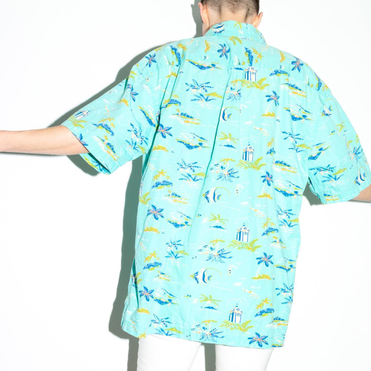 Y2K Teal Hawaiian Shirt