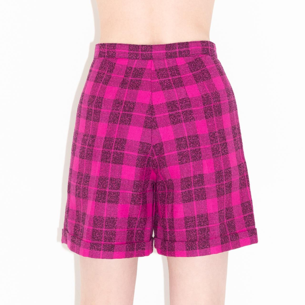 Vintage 80s Pink and Black Plaid Shorts