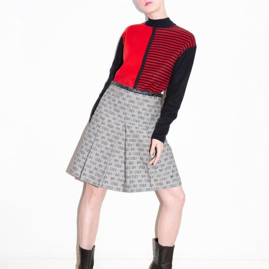 Vintage 90s Gray Pleated Fendissime Skirt