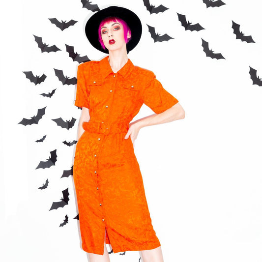 vintage 80s Pumpkin Orange Dress