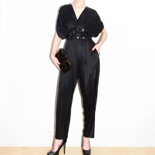 vintage 80s black party jumpsuit