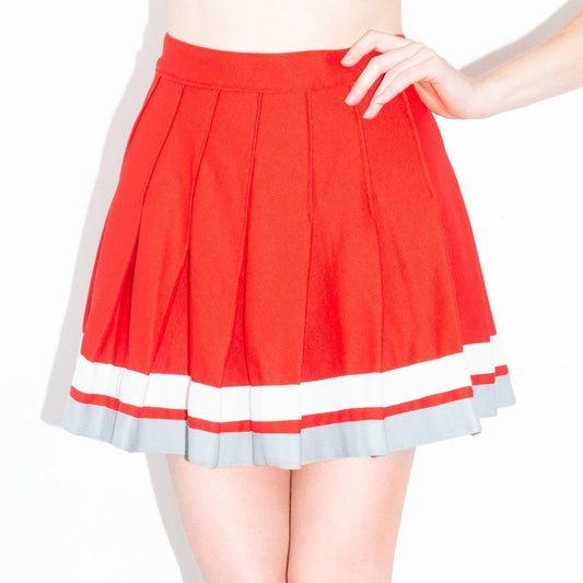 Y2K Red and Gray Pleated Cheerleader Uniform Skirt