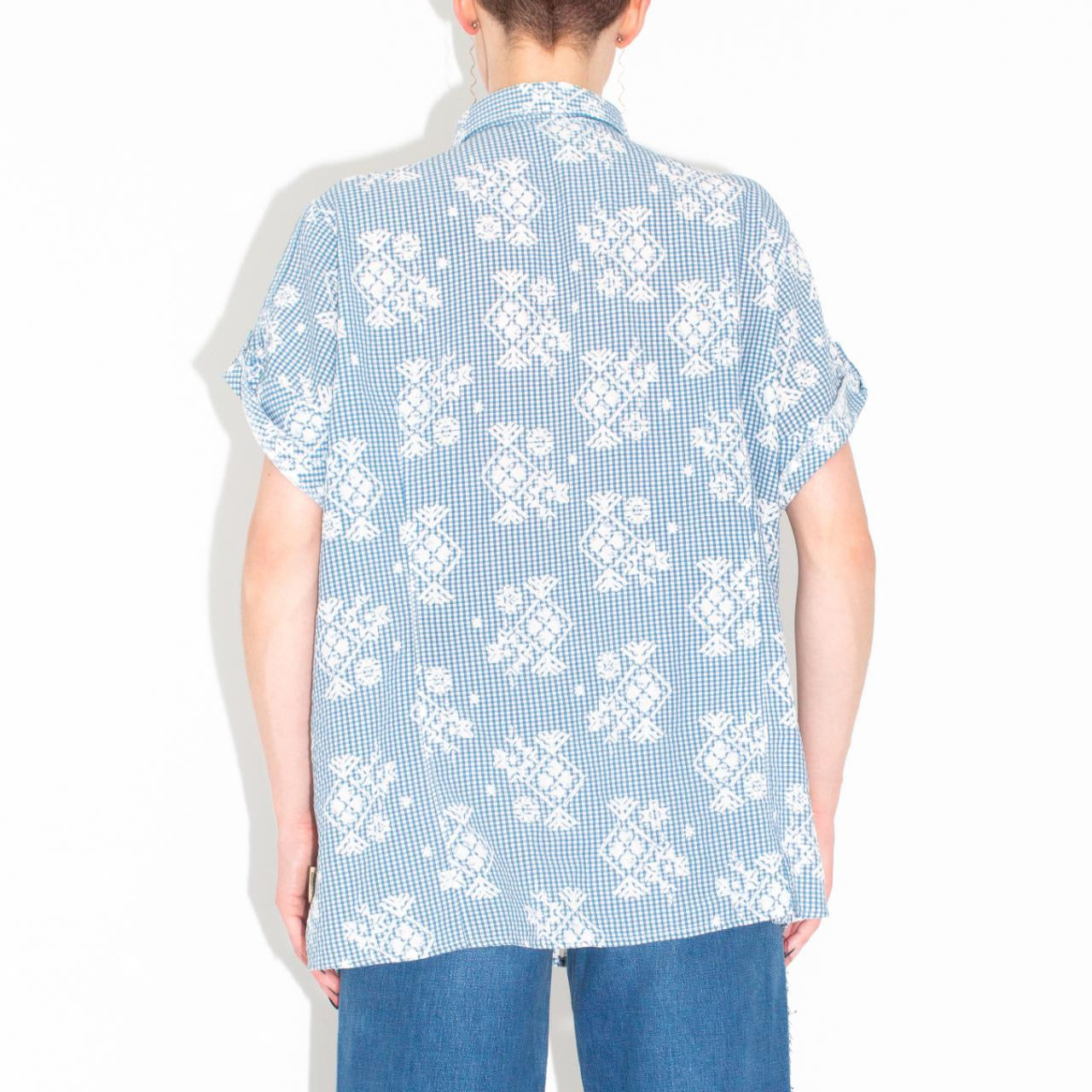 Vintage Baby Blue and White Floral Woolrich Top