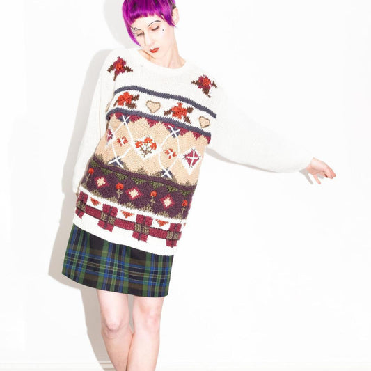 Vintage 80s Multicolored Abstract fall colors sweater