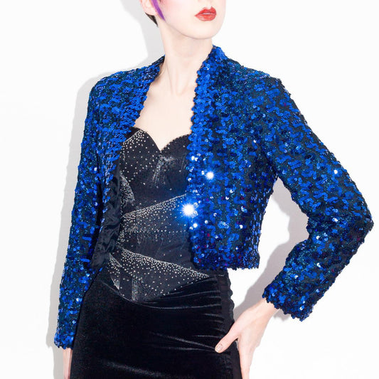 Vintage 70s Royal Blue Sequin Jacket