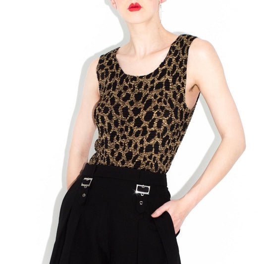 Vintage 90s Animal Print Crinkle Tank