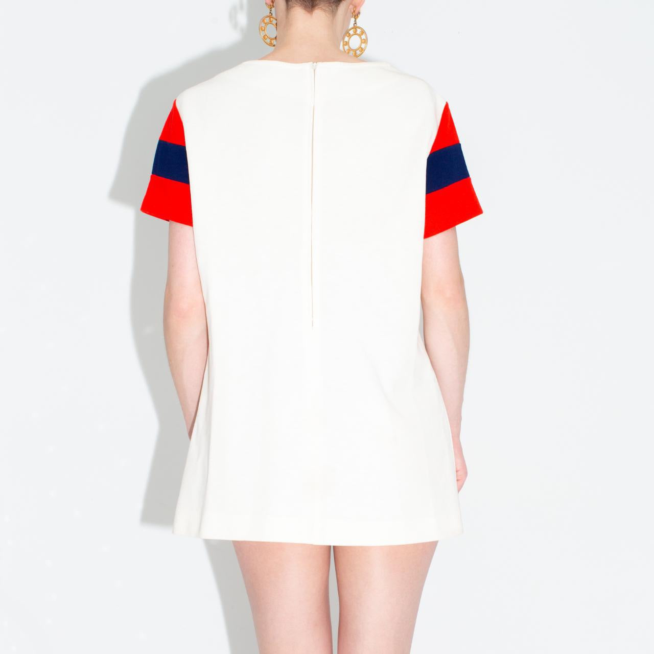 Vintage 60s White Tunic/Minidress with Navy/Red Sailboat