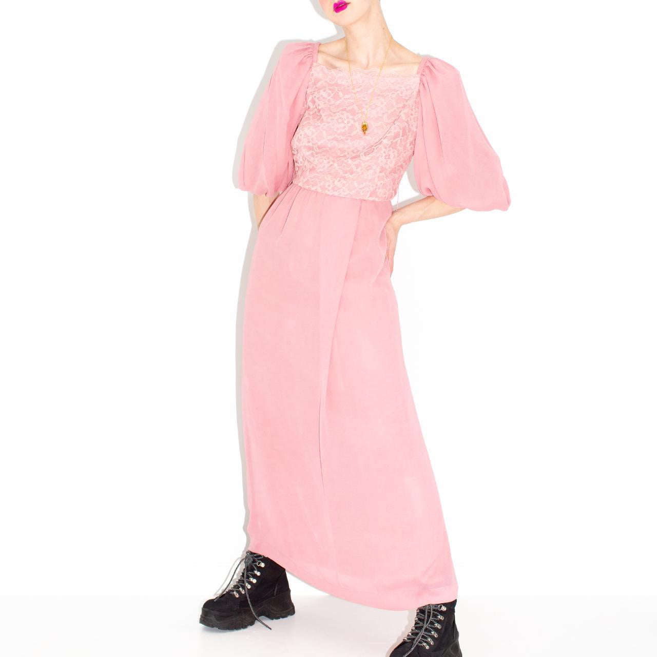 Vintage 60s Dusty Pink Maxi Dress