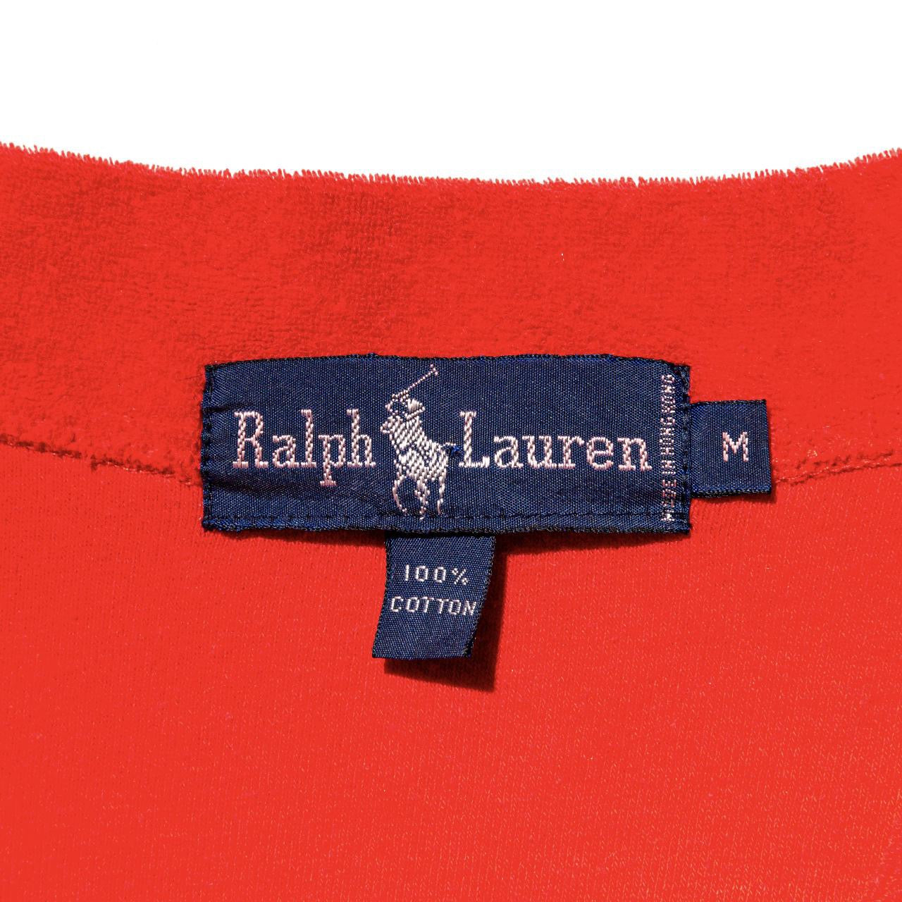 Vintage 80s Red Terrycloth Ralph Lauren Cardigan