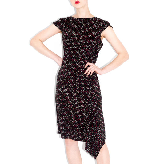 Vintage 90s Black/Red/White Squiggle Print Dress